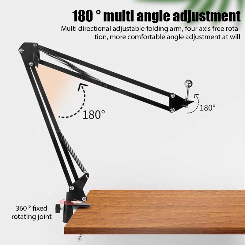Microphone Arm Boom - Adjustable Microphone Stand Desktop Boom Holder