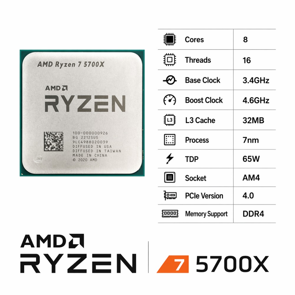 7NM AMD Ryzen 7 5700X AM4 CPU  - đánh giá và giá Amd Cpu Ryzen 7